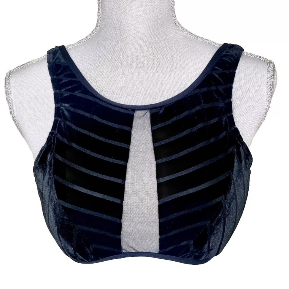 Kenneth Cole Black Velvet & Mesh Bralette Size L